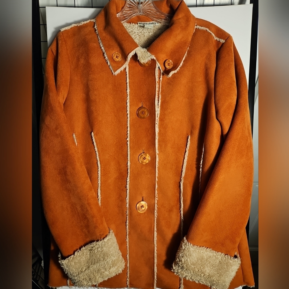 Telluride Clothing Co Faux Suede Sherpa Coat – Y2K Boho Retro Women’s Medium - Picture 2 of 12